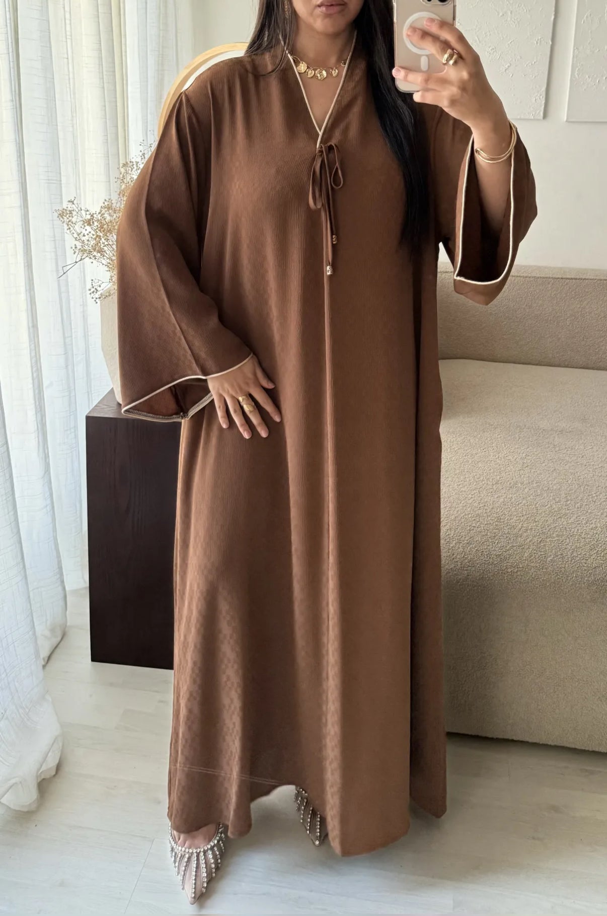 Silk Abaya Brown