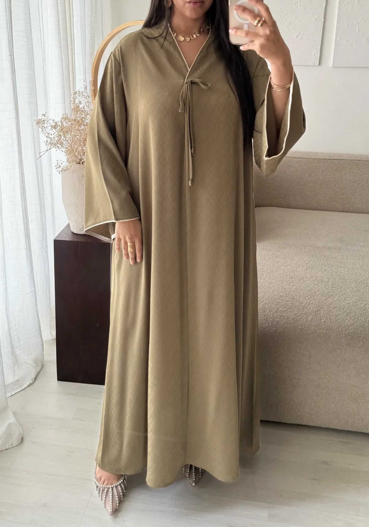Silk Abaya Khaki