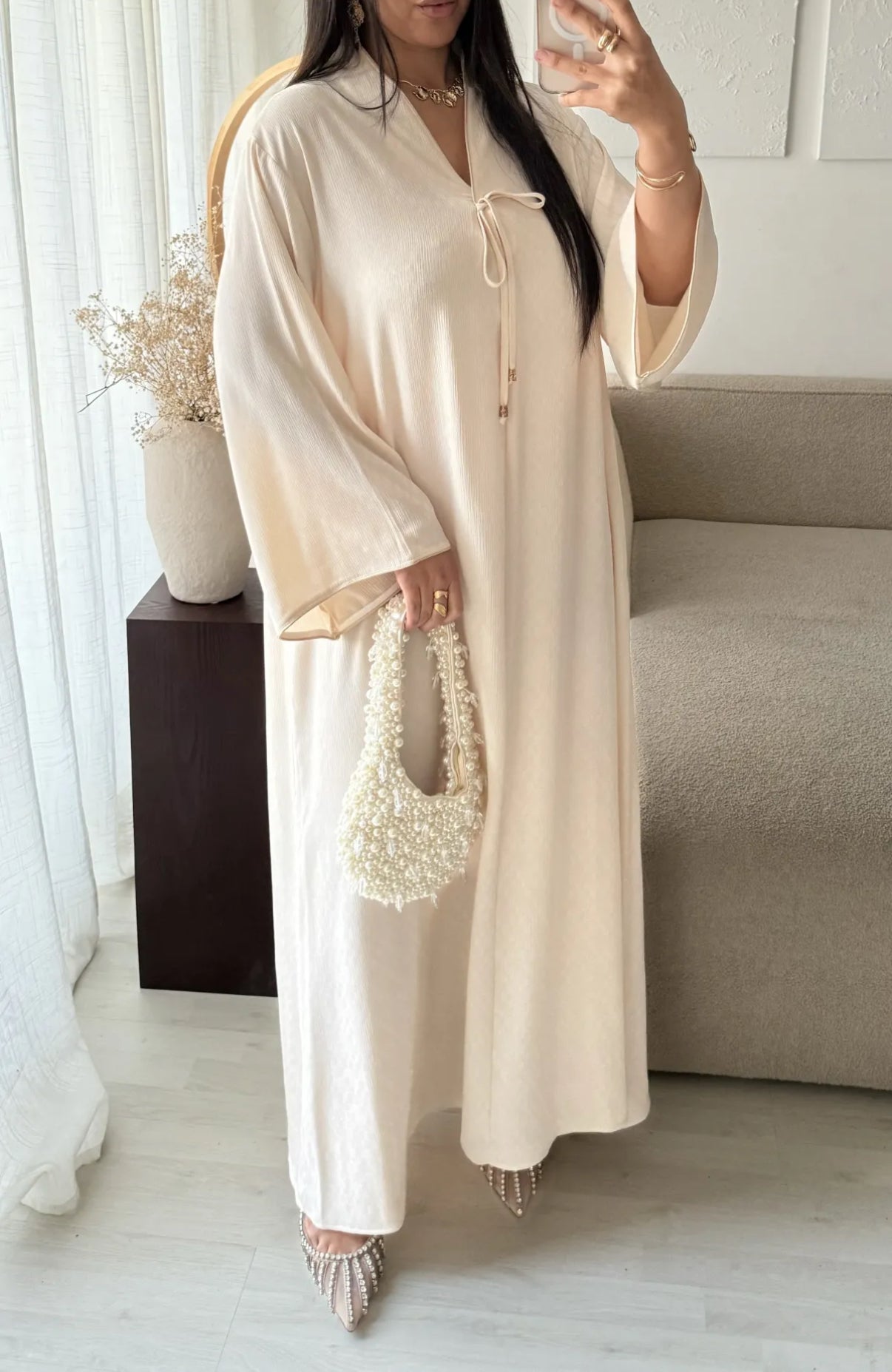 Silk Abaya Beige