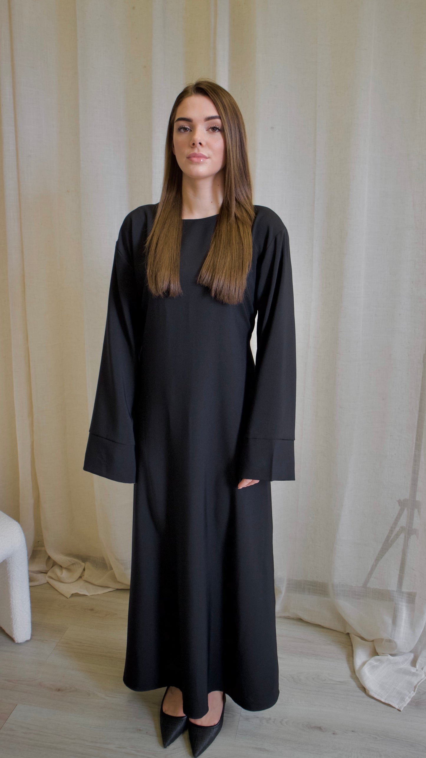 Abaya Back Bow Tied Black