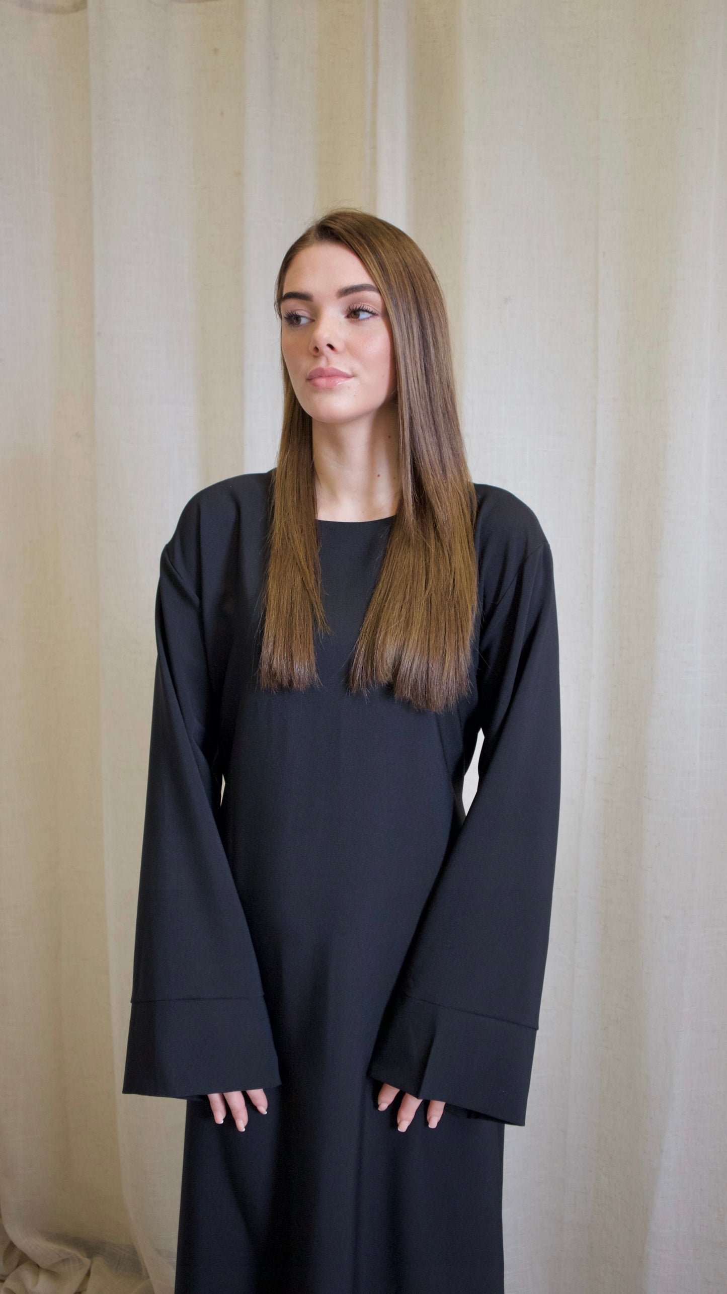Abaya Back Bow Tied Black
